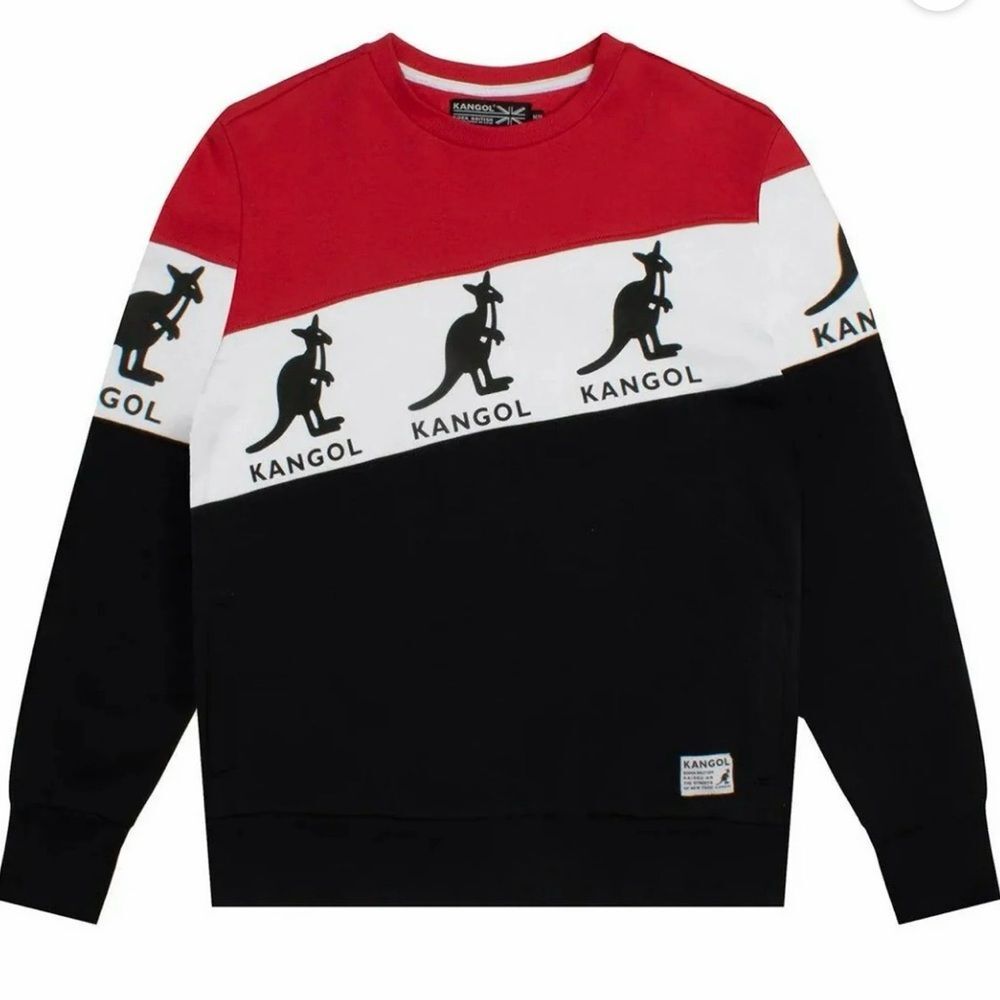 Kangol Men's Color Block Crewneck Pullover Sweatshirt - Maroon/Gray/Black